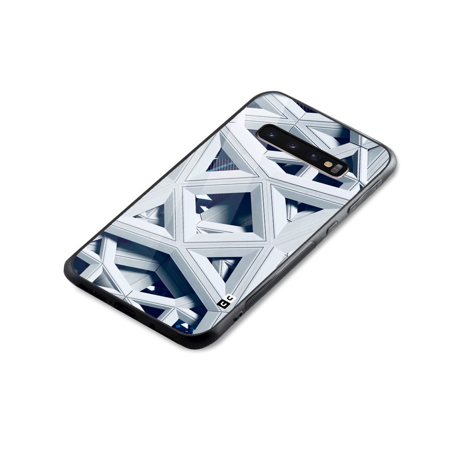 Abstract White Lines Glass Back Case for Galaxy S10 Plus