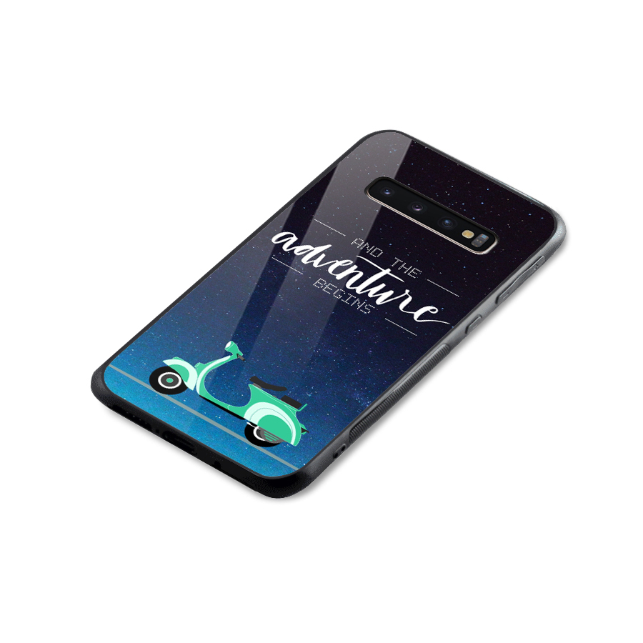 Adventure Scooter Glass Back Case for Galaxy S10 Plus