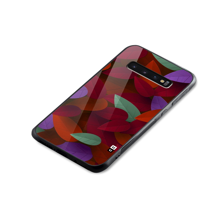 Aesthetic Colorful Leaves Glass Back Case for Galaxy S10 Plus