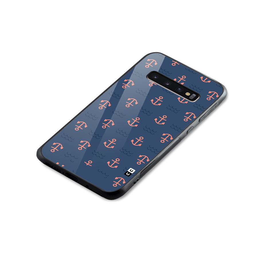Anchor Sea Blue Glass Back Case for Galaxy S10 Plus