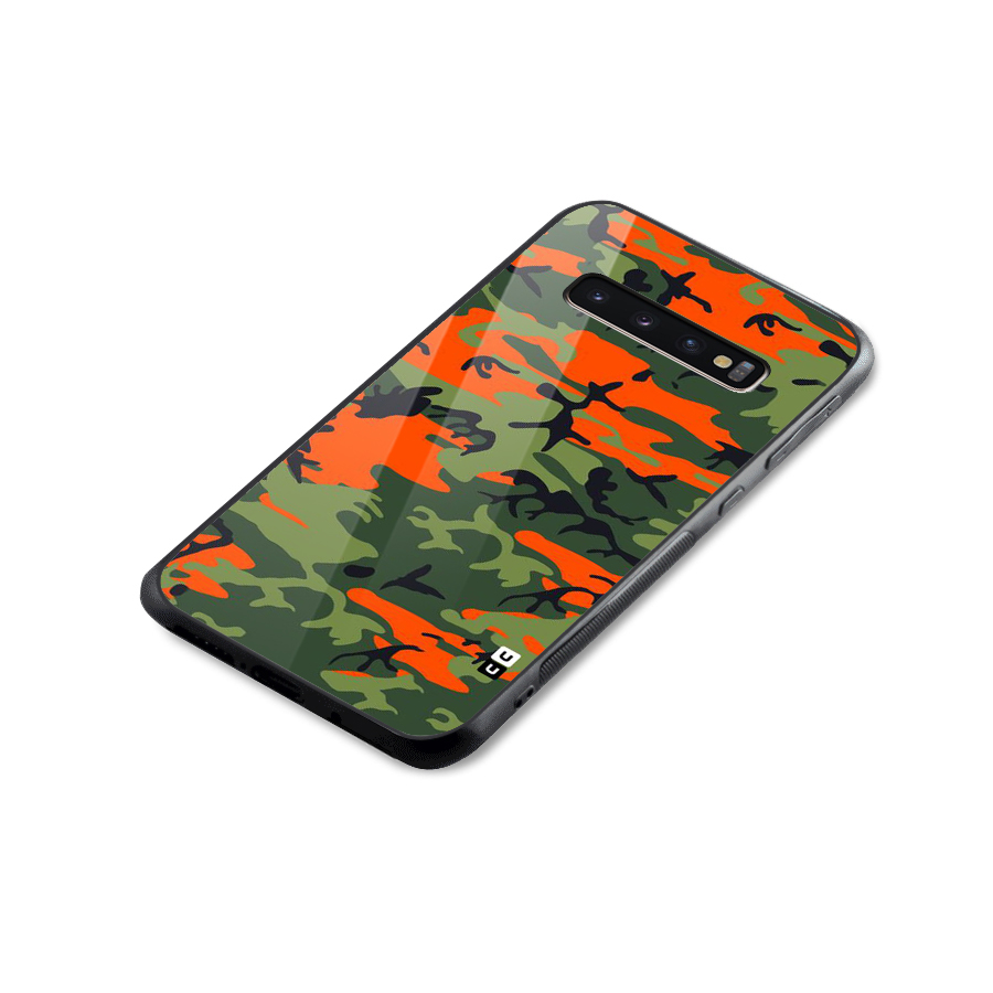 Army Pattern Glass Back Case for Galaxy S10 Plus
