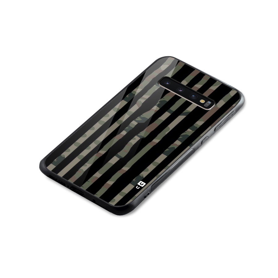 Army Stripes Glass Back Case for Galaxy S10 Plus