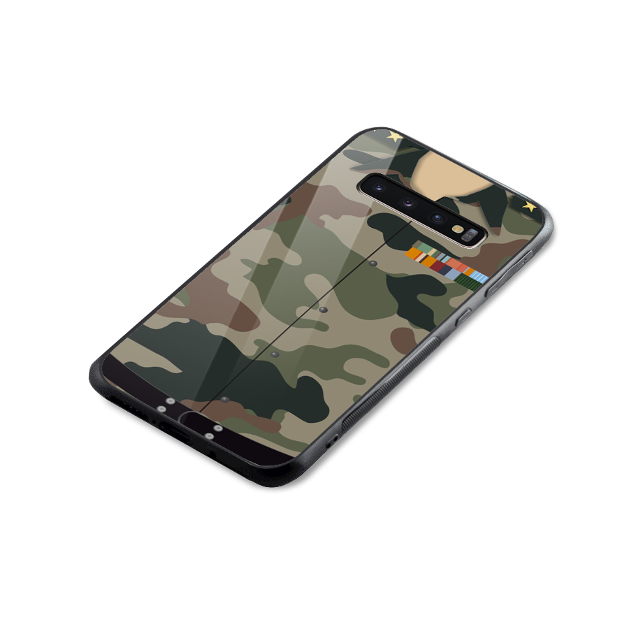 Army Uniform Glass Back Case for Galaxy S10 Plus