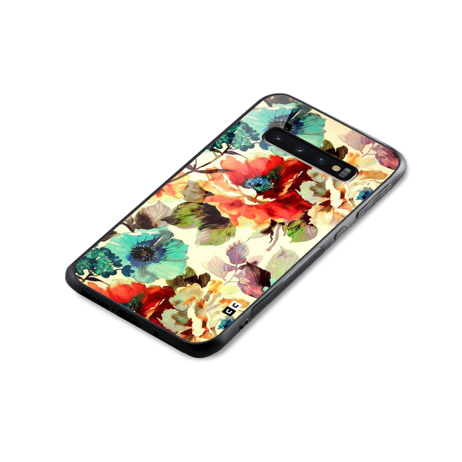 Artsy Bloom Flower Glass Back Case for Galaxy S10 Plus