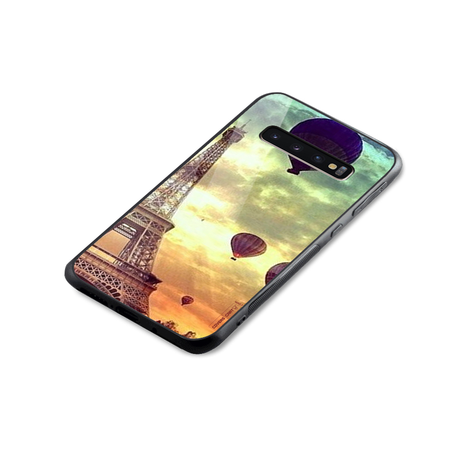 Artsy Hot Balloon And Tower Glass Back Case for Galaxy S10 Plus