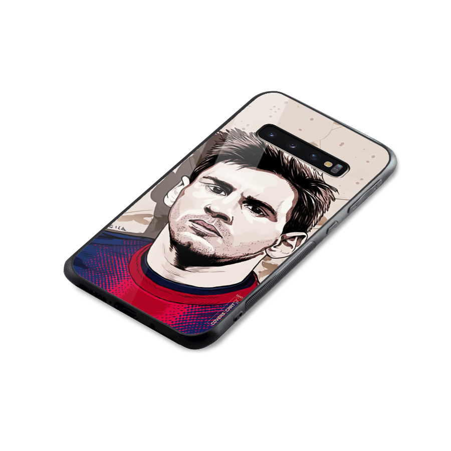 Barca King Messi Glass Back Case for Galaxy S10 Plus