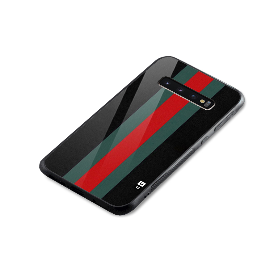 Basic Colored Stripes Glass Back Case for Galaxy S10 Plus