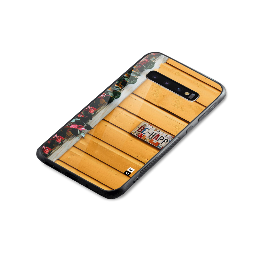 Be Happy Yellow Wall Glass Back Case for Galaxy S10 Plus