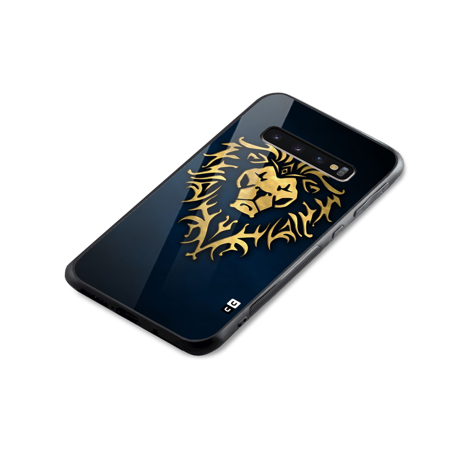 Beautiful Golden Lion Design Glass Back Case for Galaxy S10 Plus