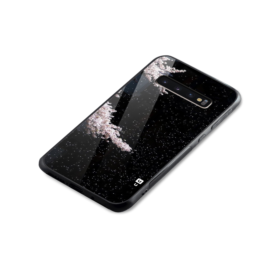 Beautiful Night Sky Flowers Glass Back Case for Galaxy S10 Plus