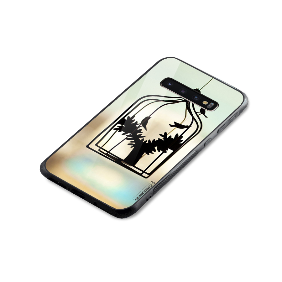 Beautiful Pegion Cage Glass Back Case for Galaxy S10 Plus