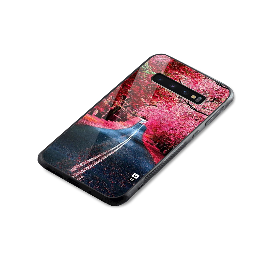 Beautiful Red Trees Glass Back Case for Galaxy S10 Plus