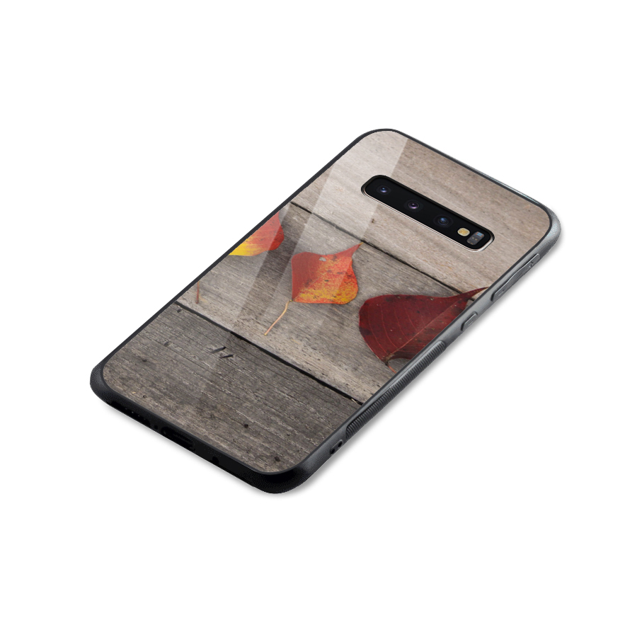 Beautiful Wood Leafs Glass Back Case for Galaxy S10 Plus