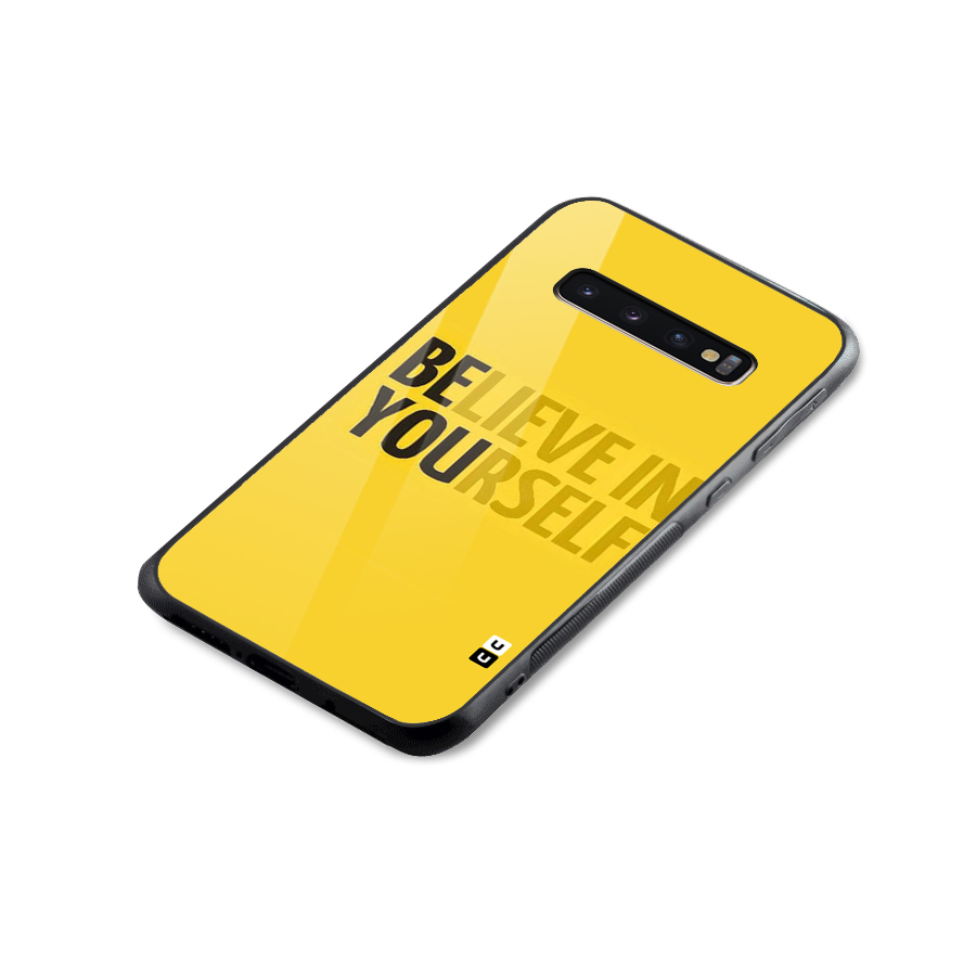 Believe Yourself Yellow Glass Back Case for Galaxy S10 Plus