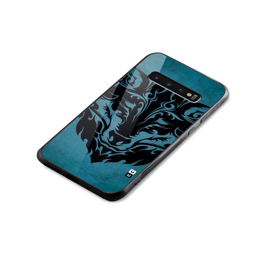 Black Artistic Wolf Glass Back Case for Galaxy S10 Plus