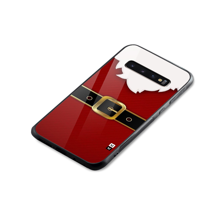 Black Belt Design Glass Back Case for Galaxy S10 Plus