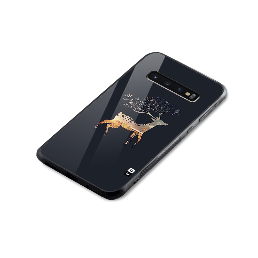 Black Deer Glass Back Case for Galaxy S10 Plus
