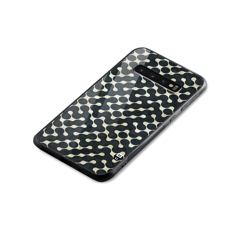 Black Maze Design Glass Back Case for Galaxy S10 Plus