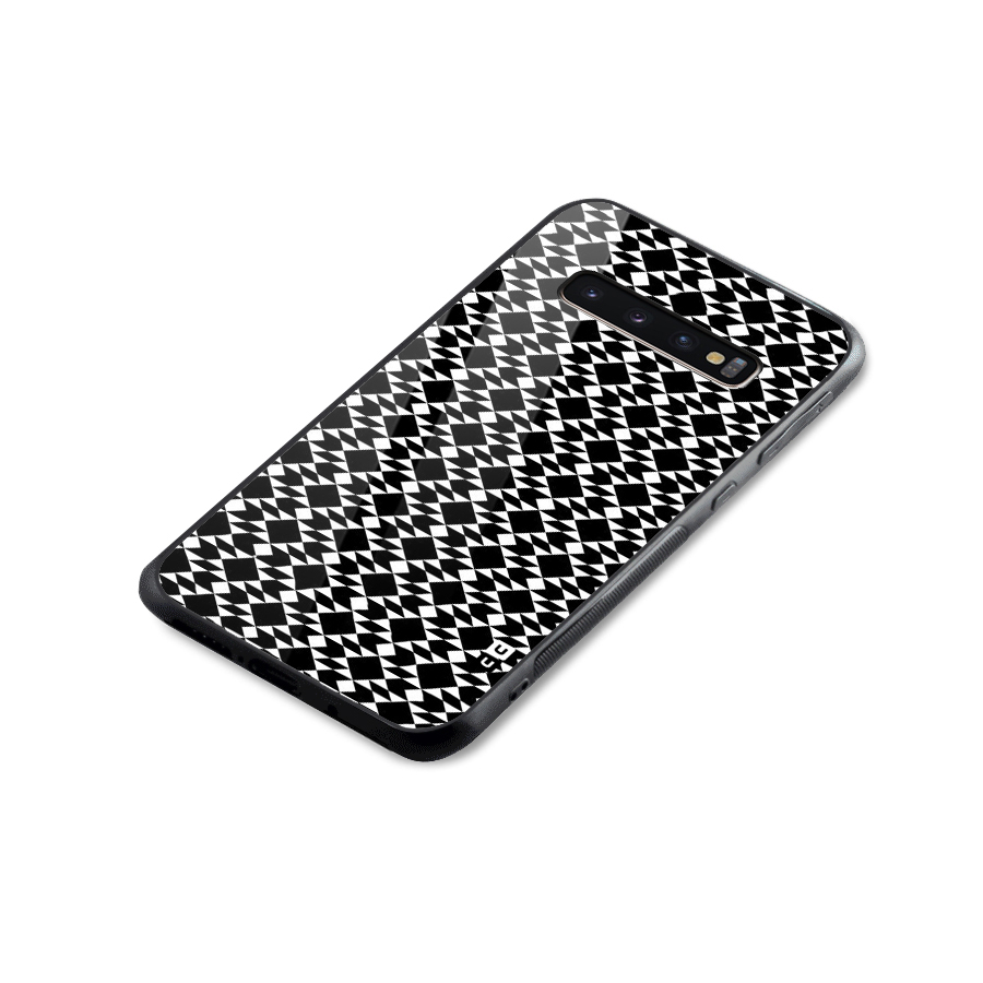 Black White Diamond Abstract Glass Back Case for Galaxy S10 Plus