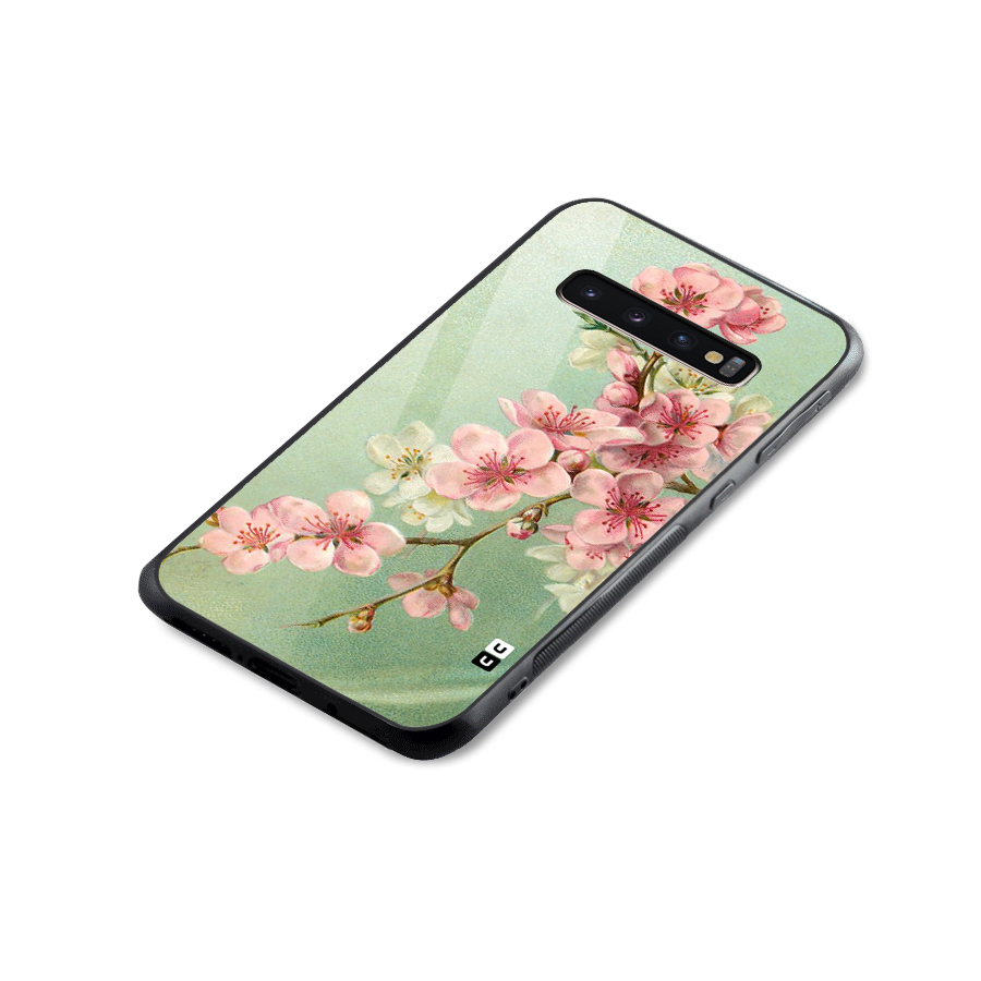 Blossom Cherry Design Glass Back Case for Galaxy S10 Plus