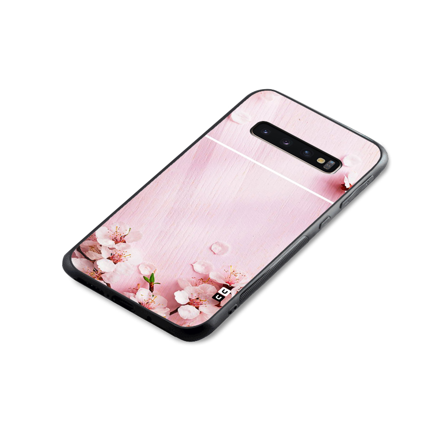 Blossom Frame Pink Glass Back Case for Galaxy S10 Plus