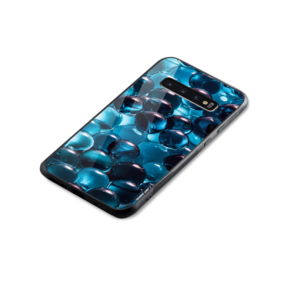 Blue Abstract Balls Glass Back Case for Galaxy S10 Plus