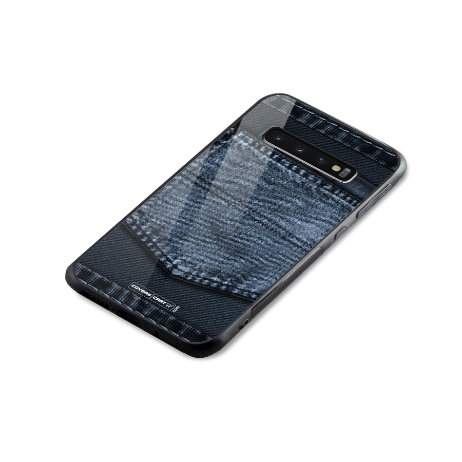 Blue Denim Glass Back Case for Galaxy S10 Plus