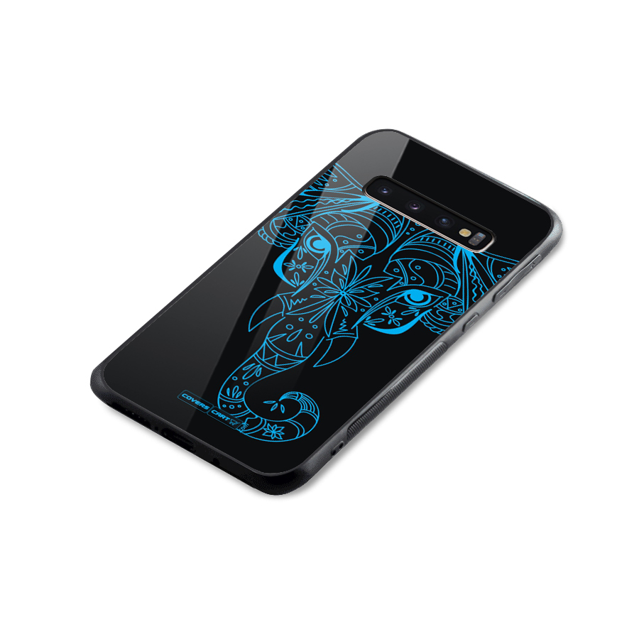 Blue Elephant Ethnic Glass Back Case for Galaxy S10 Plus