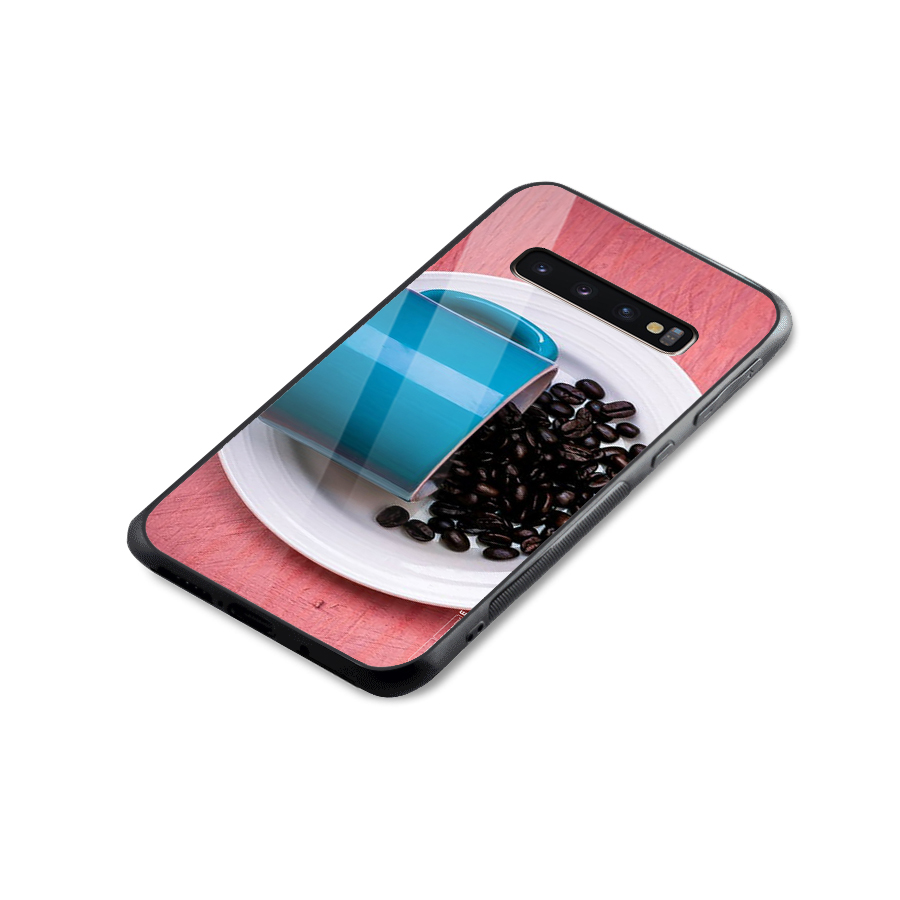Blue Mug And Beans Glass Back Case for Galaxy S10 Plus
