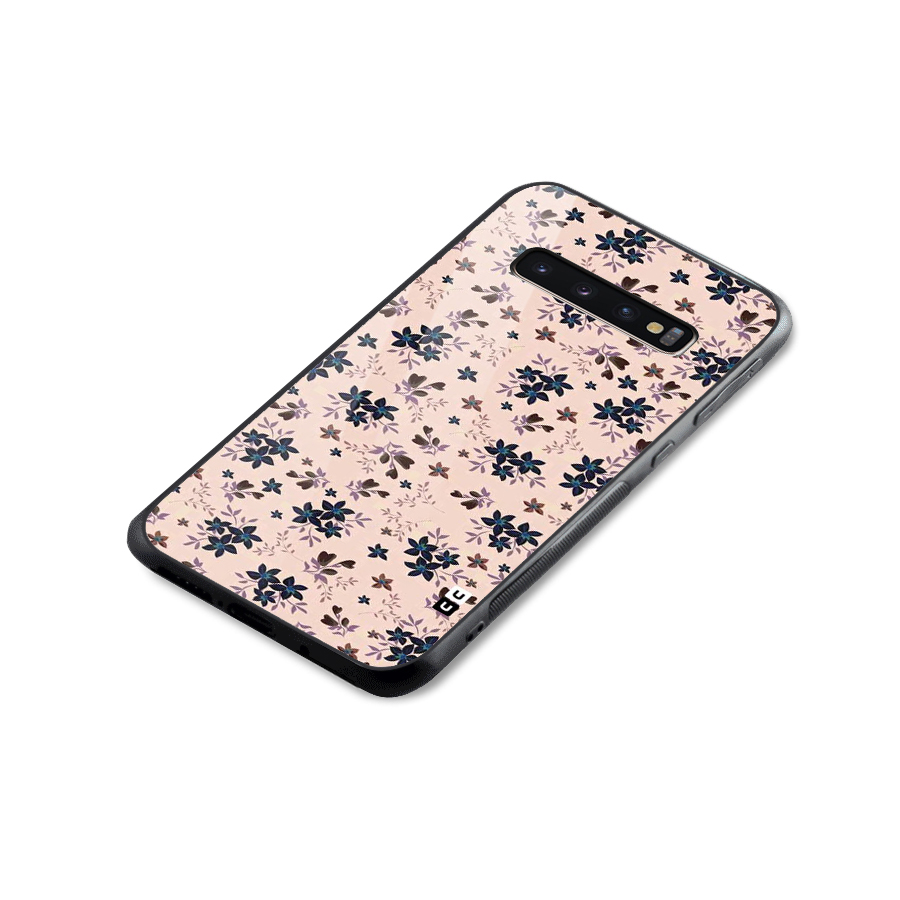 Blue Peach Floral Glass Back Case for Galaxy S10 Plus