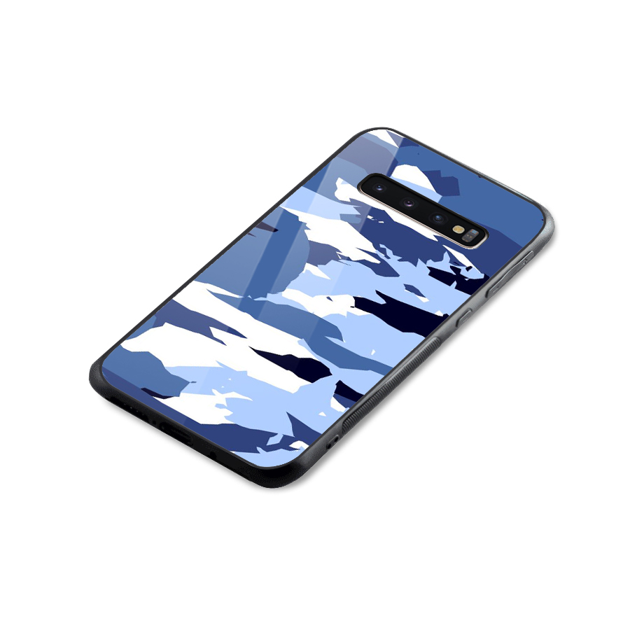 Blue White Canvas Glass Back Case for Galaxy S10 Plus