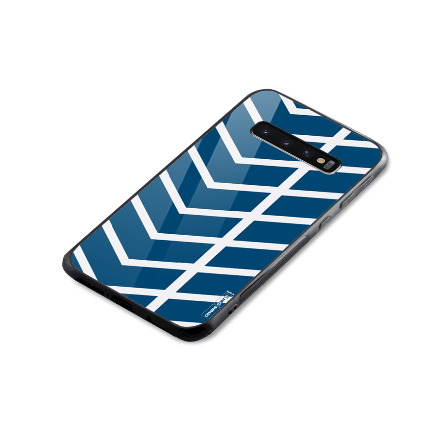 Blue White Pattern Glass Back Case for Galaxy S10 Plus