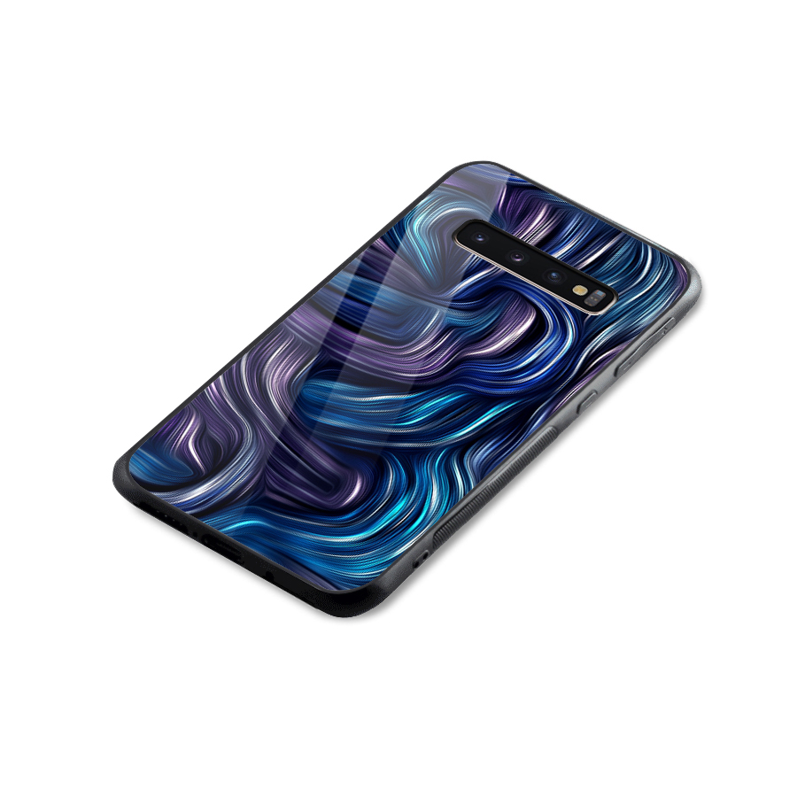 Blue and Purple Oil Paint Glass Back Case for Galaxy S10 Plus