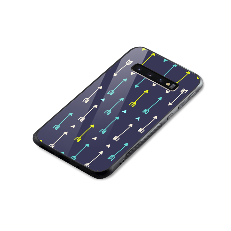 Boho Arrow Pattern Glass Back Case for Galaxy S10 Plus
