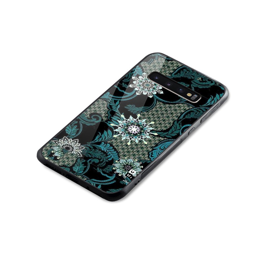 Bottle Green Floral Glass Back Case for Galaxy S10 Plus