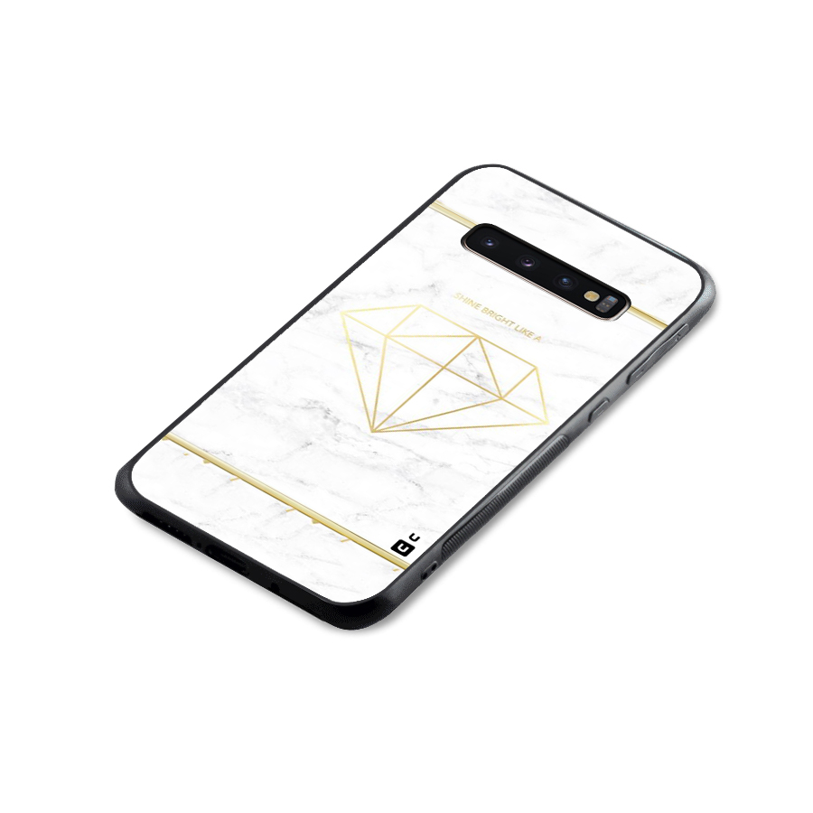 Bright Gold Diamond Glass Back Case for Galaxy S10 Plus
