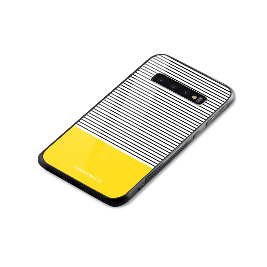 Bright Yellow Stripes Glass Back Case for Galaxy S10 Plus