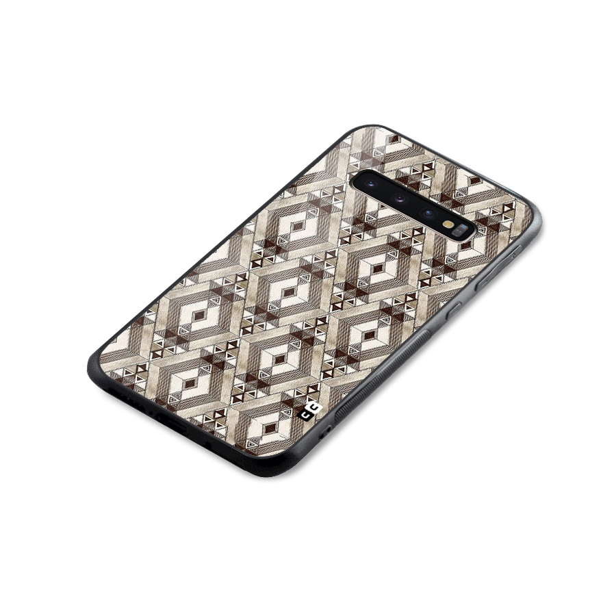 Brown Abstract Design Glass Back Case for Galaxy S10 Plus