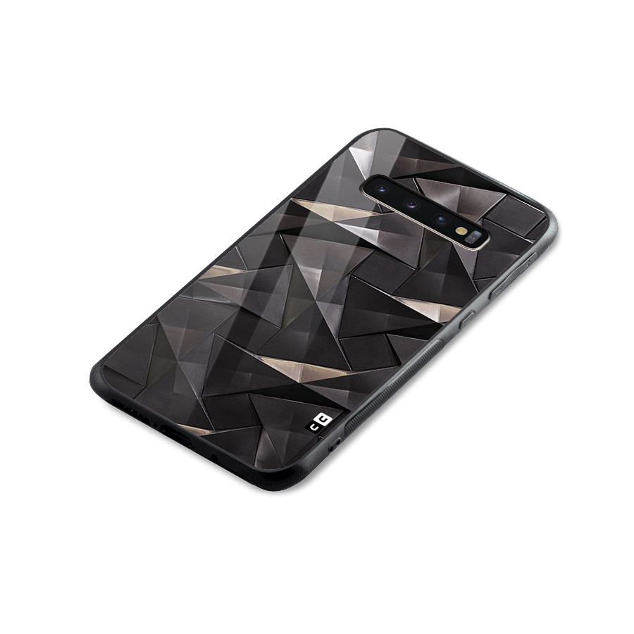 Carved Triangles Glass Back Case for Galaxy S10 Plus