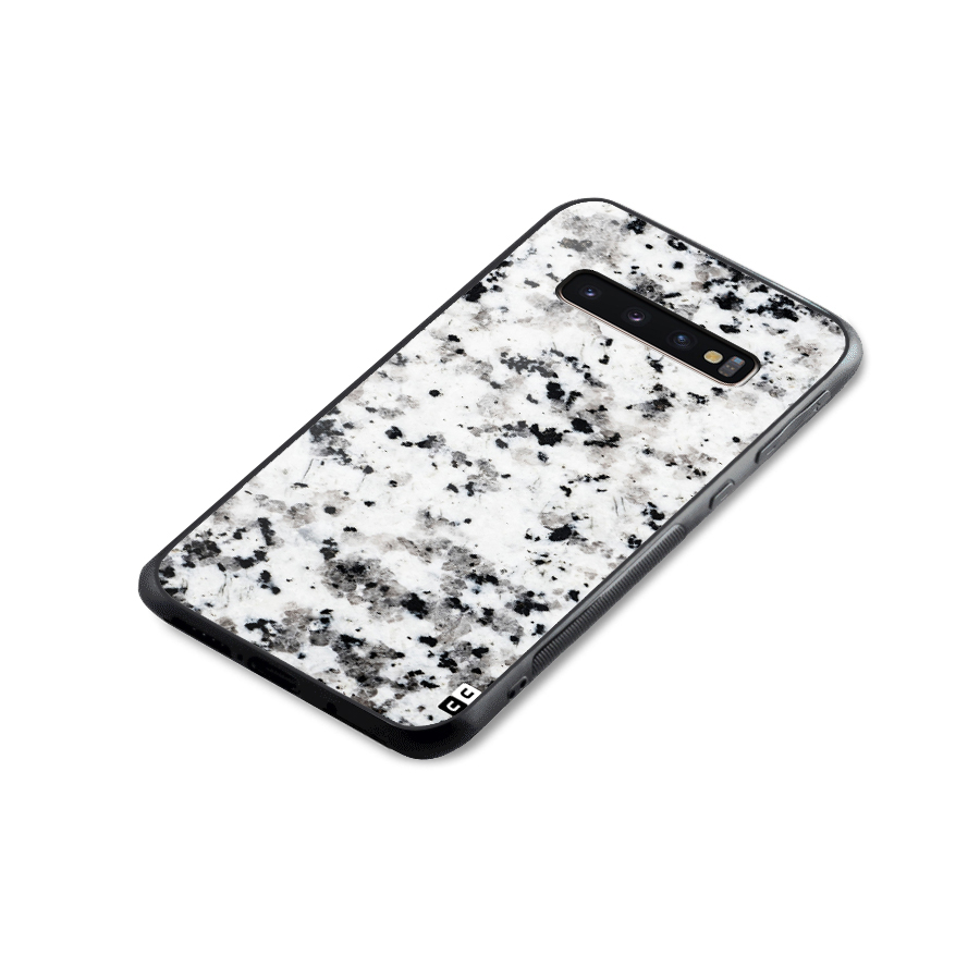 Charcoal Spots Marble Glass Back Case for Galaxy S10 Plus