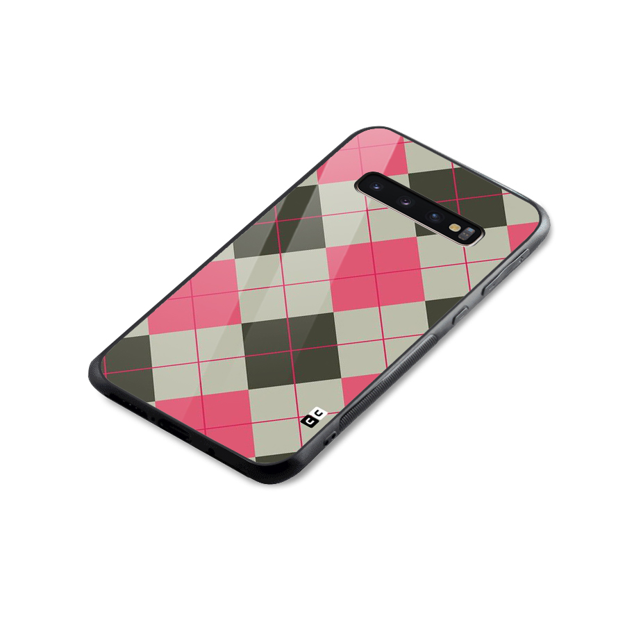 Check And Lines Glass Back Case for Galaxy S10 Plus