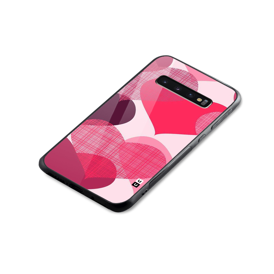 Check Pink Hearts Glass Back Case for Galaxy S10 Plus