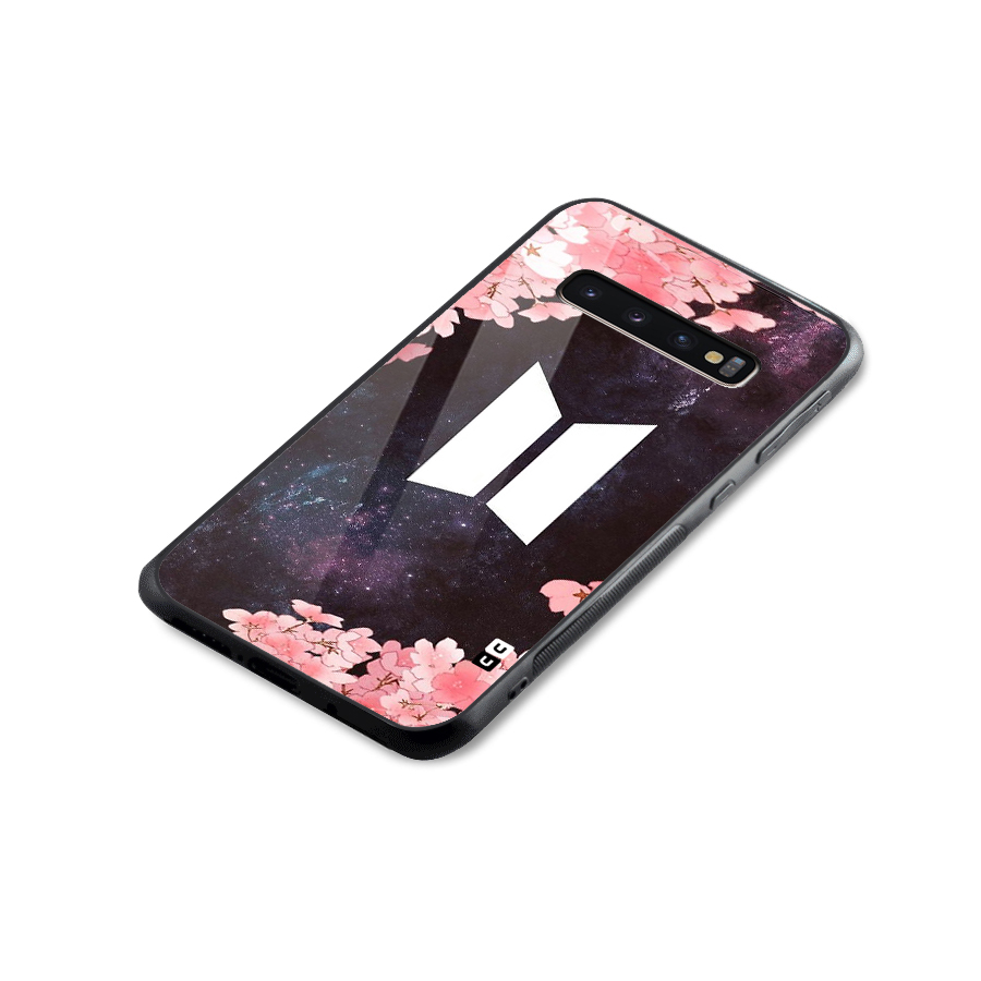 Cherry Blossom Pause Design Glass Back Case for Galaxy S10 Plus