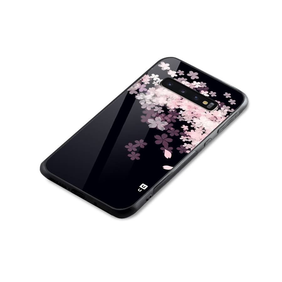 Cherry Flowers Pink Glass Back Case for Galaxy S10 Plus