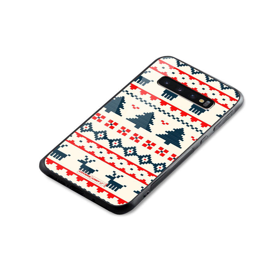 Christmas Design Pattern Glass Back Case for Galaxy S10 Plus