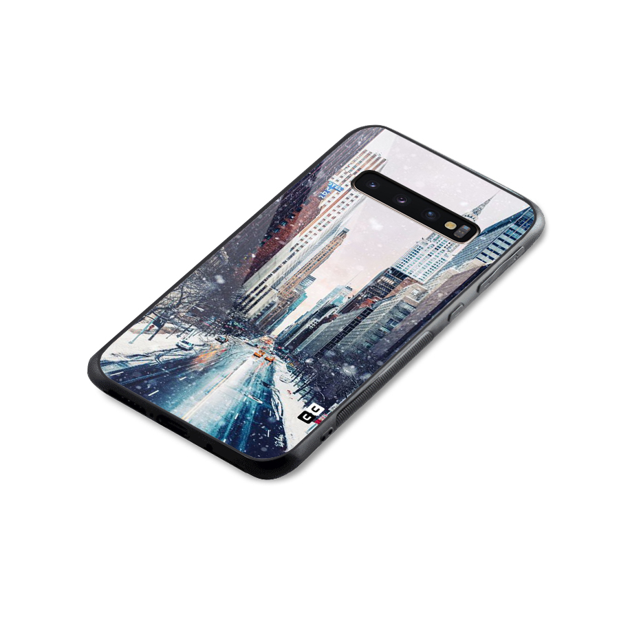 City Snow Glass Back Case for Galaxy S10 Plus