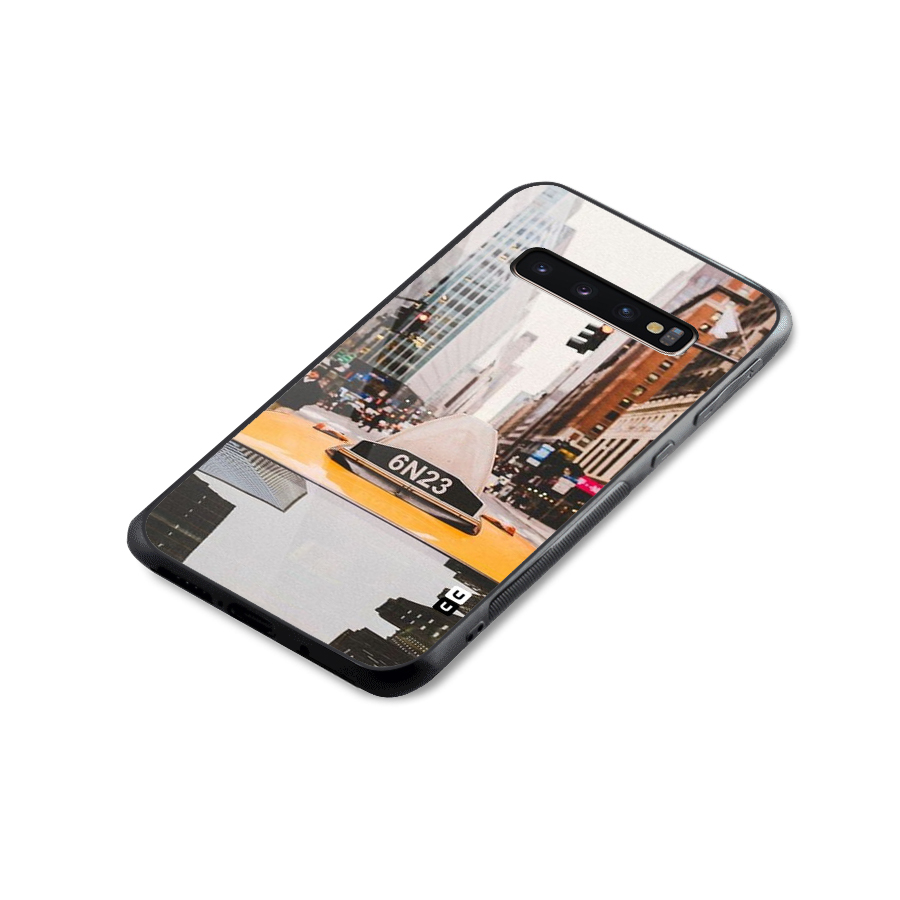 City Taxi Glass Back Case for Galaxy S10 Plus