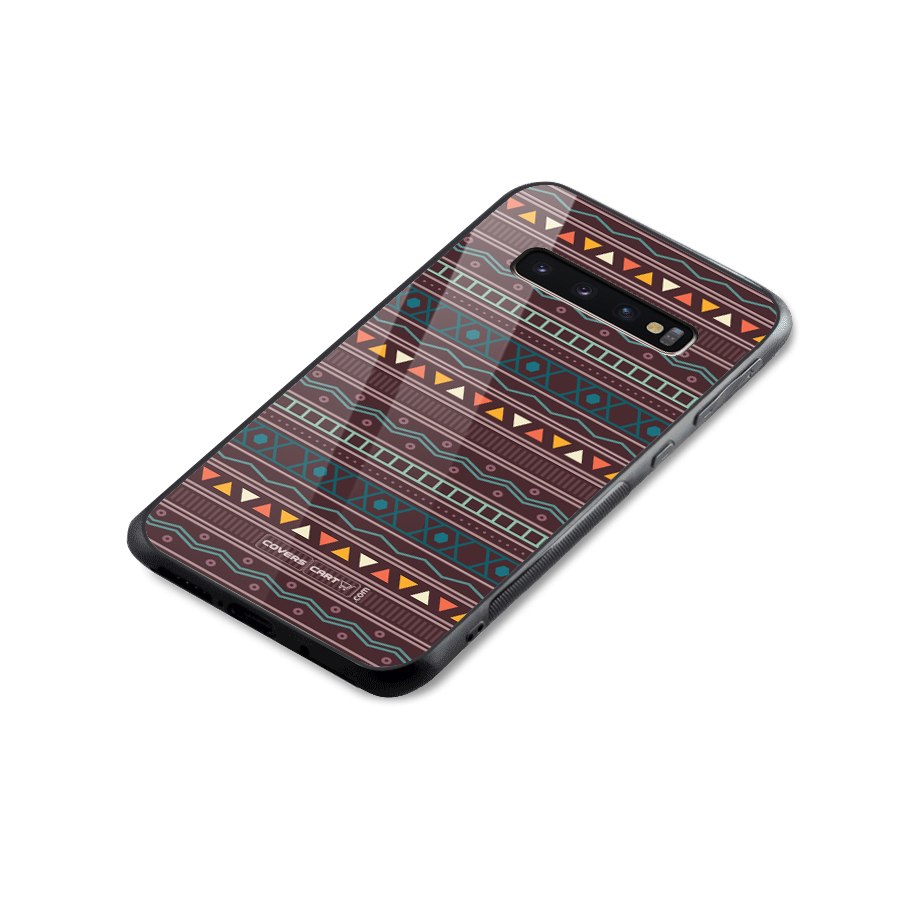 Classic Aztec Pattern Glass Back Case for Galaxy S10 Plus