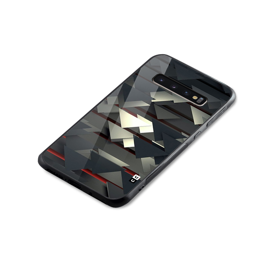 Classic Triangles Design Glass Back Case for Galaxy S10 Plus