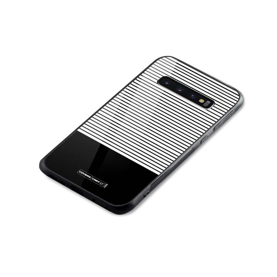 Classy Black Stripes Glass Back Case for Galaxy S10 Plus
